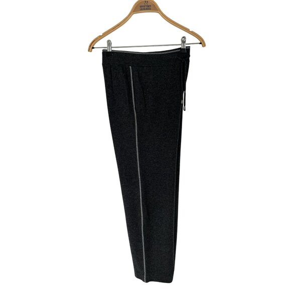 ZegnaSport Charcoal Gray Wool & Cashmere Blend Wide-Leg Track Pants With Drawstr - Picture 5 of 8